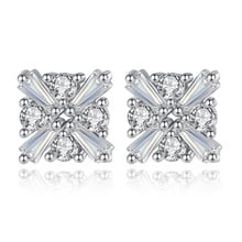 Pendientes de plata esterlina 925 para mujer, aretes de cristal cuadrados brillantes, joyería, regalo de cumpleaños, venta al por mayor, envío directo 2024 - compra barato