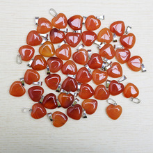 Free Shipping 50pcs/lot Natural Red Agat e Stone Love Heart Pendant 16mm for DIY Jewelry Making friends gifts Wholesale 2024 - buy cheap
