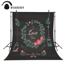 Allenjoy-fundo de convite para festa, flores, cartão-negro, cartão de casamento, comemoração, casamento, celebração 2024 - compre barato