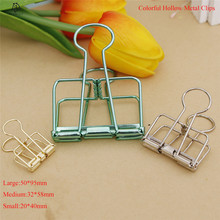 Novelty Solid Color Hollow Out Metal Binder Clips Notes Letter Paper Clips Office Supplies clips 2024 - buy cheap