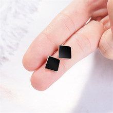 New Personality Rose Gold Geometric Fashion 925 Sterling Silver Jewelry Square Creative Women Epoxy Stud Earrings  SE632 2024 - buy cheap