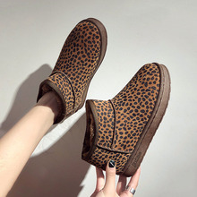 Botas de neve femininas para inverno, com leopardo, veludo, quente, antiderrapante, de algodão para estudantes 2024 - compre barato