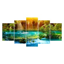 5pcs Multi-picture Waterfall, 5D, diamond painting, lake, swan, cross stitch, 3d picture, picture, full, diamond embroidery  HYY 2024 - buy cheap