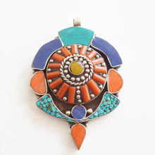 Genuine Tibetan Jewelry Copper Inlaid Colorful Stone Big Pendants TBP527 2024 - buy cheap
