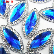 Free Shipping Resin Navette Marquise 15x30mm Resin Rhinestones Blue Stones and Crystals Strass Crystal Sew On For Sewing Charms 2024 - buy cheap