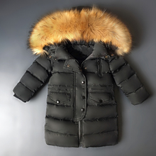 CHCDMP Children Winter Duck Down Girls Thickening Warm Down Jackets  Long Big Fur Hooded Outerwear Coats Kids Zipper Down Jacket 2024 - buy cheap