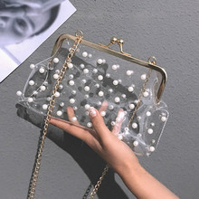 Summer Design Clear Pearl Crossbody Bag Mini Jelly Handbag Beach Bags Fashion Ladies Trendy Dots Transparent Shoulder Bags 2024 - buy cheap