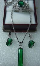 free shipping Green Crystal Semi-Precious Earrings Pendant Ring(#7.8.9) Jewelry Set AAA style 100% Natural stone Noble Fine 2024 - buy cheap