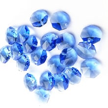 Frete grátis contas octogonais de lustre de vidro de 14mm cores azul clara em um buraco para cortina diy contas de cortina 2024 - compre barato