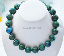 18 "14 мм Природные круглые зеленые шарики из Малахита ожерелье 2024 - купить недорого