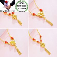 MHXFC-collar con colgante de oro de 18kt para mujer, cadena con borlas de flores verdes y rojas para fiesta de boda, venta al por mayor, Europeo, NL133 2024 - compra barato