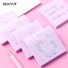 Memo Pad Cartoon Cute Unicorn Sticky Notes Writing Pads Label Mark Kawaii Stationery School Supply 2024 - buy cheap