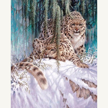 Pintura de diamante 5D DIY, bordado de leopardo y nieve, punto de cruz, mosaico de diamantes de imitación cuadrados/redondos, decoración del hogar 2024 - compra barato