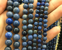 Grânulos azuis naturais de dumortierite, grânulos soltos semi preciosos da pedra da gema jaspe r para a jóia que faz 4mm 6mm 8mm 10mm 12mm 1 costa 2024 - compre barato