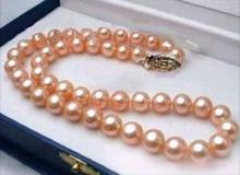 Бесплатная доставка, красивое натуральное ожерелье с жемчугом розового цвета 8-9 мм, 18 дюймов, a() 2024 - купить недорого