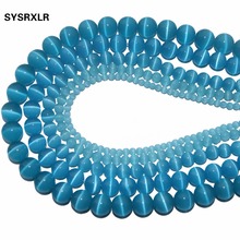 Wholesale Natural Stone Lake Blue Opal Natural Cat Eye Beads Round Loose Beads For Jewelry Making DIY Bracelet 4/6/8/10/12 MM 2024 - buy cheap