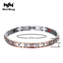 WelMag Magnetic Bracelet Stainless Steel for Women Far infrared Bio Energy Rose Gold Bracelets Bangles Femme Fashion 2020 2024 - buy cheap