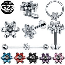 1PC de cristal de titanio de flor con anclaje dérmico superior Labret Piercing en cartílago de la oreja labio oreja hélice CBR nariz Vagina joyería Piercing 2024 - compra barato