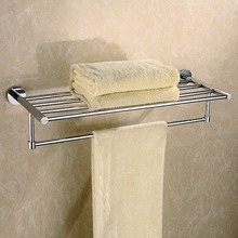 Banheiro cromo terminado 60cm de aço inoxidável toalheiro toalha dupla trilhos barras suporte toalha fixado na parede ferragem para toalete 2024 - compre barato