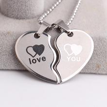 Lovers wave Double hearts LOVE YOU 316L Stainless Steel pendant necklaces for men women wholesale jewelry 2024 - buy cheap