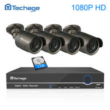 Techage CCTV Security System 4CH 1080P POE NVR Kit 2MP Outdoor Audio Microphone IP Camera IR Night Vision Video Surveillance Set 2024 - buy cheap
