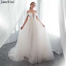 JaneVini Elegant Ivory Long Bridesmaid Dresses A Line Sheer Scoop Neck Pearls Backless Lace Women Formal Prom Gowns Court Train 2024 - buy cheap