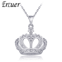 ERLUER Fashion Queen Crystal CROWN Necklaces & Pendants For Women Girls Top Quality Rose Silver color Chain Trendy Jewelry Gifts 2024 - buy cheap