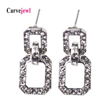 Carvejewl drop dangle earrings rectangle crystal rhinestone metal earrings For Women jewelry fashion European wholesale earrings 2024 - buy cheap