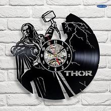 Thor Art Vinyl Wall Clock Gift Room Modern Home Record Vintage Decoration saat 2024 - buy cheap