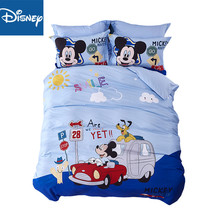 Conjunto de roupa de cama do mickey mouse, tamanho queen, para meninos, decoração de cama, edredom duplo, colcha completa, roupas de cama infantil, 3-5 peças, desenho azul 2024 - compre barato