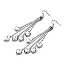 Fashion Elite 925 Sterling Silver Long Tassel Earrings for Women Solid Silver Heart Earrings Charm Lady Silver Jewelry Gift 2024 - buy cheap