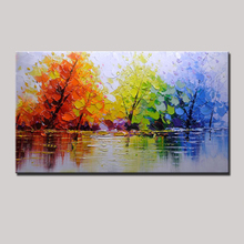 Canvas Painting 100% Handpainted Color Tree Knife Modern Oil Painting Quardro Wall Art Wall Pictures For Living Room Home Decor 2024 - buy cheap