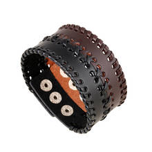 2017 New Punk Unisex Wide Leather Bracelet Mens Women Wrap Bracelets $ Bangles Homme Retro Fashion Jewelry Link Braid Wristband 2024 - buy cheap