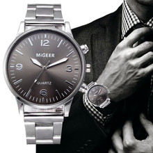 MIGEER известный бренд Роскошные мужские часы Бизнес Мужские кварцевые часы из нержавеющей стали наручные часы браслет Relogio Masculino A1 2024 - купить недорого