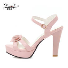 Daitifen Women Shoes High Heel Sandals Ladies Elegant Flower Platform Shoes Open Toe Dress Heels Shoes Buckle Summer Sandals 2024 - buy cheap