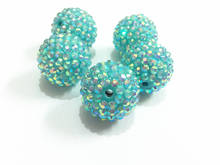 Wholesale ! 22mm 100pcs/lot Cyan Solid  With AB Rhinestone Beads 2024 - buy cheap