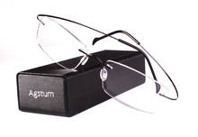 Agstum 55mm Rimless Frame Pure Titanium Prescription Hingeless Eyeglasses Rx Clear Lenses 2024 - buy cheap