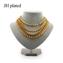 JHplated African Trendy Golden Necklaces width 5mm Length 50 60cm 2metres fashion Men Women Jewelry friend Birthday present gift 2024 - buy cheap