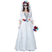 Gothic White Zombie Corpse Bride Costumes Adult Halloween Carnival Vampire Ghost Bride Cosplay Sexy Fancy Bride Lace  Costume 2024 - buy cheap