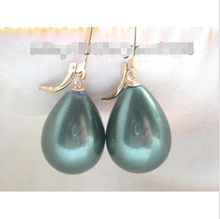 Free shipping !12*16mm Green Drip Shell Pearl Earrings 2024 - buy cheap