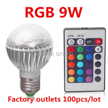 Fedex/DHL Free ship 9W E27 RGB LED Light Bulb 16 Color RGB Change 110V/220V with Remote for home party decoration atmosphere 2024 - buy cheap