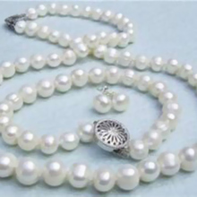 Fashion genuine white akoya cultured 8-9mm round natural pearl diy necklace bracelet earrings set 18 inch BV65 2024 - buy cheap