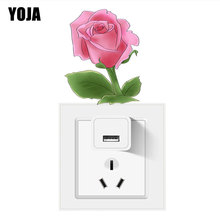 Yoja adesivo de parede colorido em pvc 8ss0717, adesivo moderno de desenho animado de plantas, rosa, rosa, flor vívida 2024 - compre barato