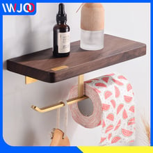 Toilet Paper Holder Wood with Shelf Brass Decorative Double Roll Paper Towel Holder Wall Mounted Tissue Paper Holder Creative 2024 - buy cheap