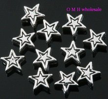 OMH wholesale Free ship 130pcs tibetan silver star spacer beads  Jewelry metal beads 6X3mm ZL136 2024 - buy cheap