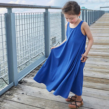 Vestido de algodão longo para meninas, sem mangas, de praia, princesa, vestidos para festa, 8, 9, 10, 11, 12, 14, 16 anos, roupas de crianças, 2019 2024 - compre barato