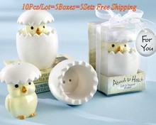 (10Pcs/lot=5boxes) Cute Baby Birthday Party Favor About to Hatch Ceramic Baby Chick Salt and Pepper Shakers For Baby souvenirs 2024 - buy cheap