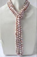 Collar de perlas de agua dulce, accesorio barroco de lavanda de 100 "y 9mm 2024 - compra barato