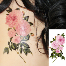 Tatuagem falsa de henna, tatuagens temporárias e sensuais, romântica, rosa, flores, tatuagem de braço, ombro, à prova d'água, feminina 2024 - compre barato