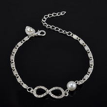 Vintage Simulated Pearl Crystal Rhinestone Infinity Friendship Bracelet with Heart Women Bracelets & Bangles Wedding Jewelry 2024 - buy cheap